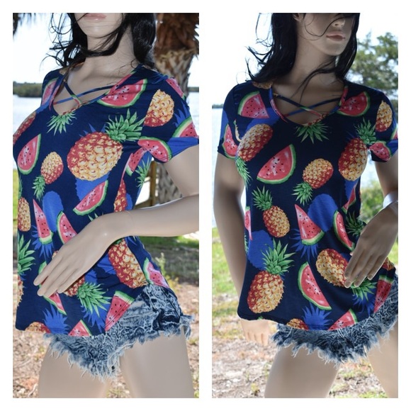 Royal Blue Pineapple & Watermelon Top - Picture 5 of 6